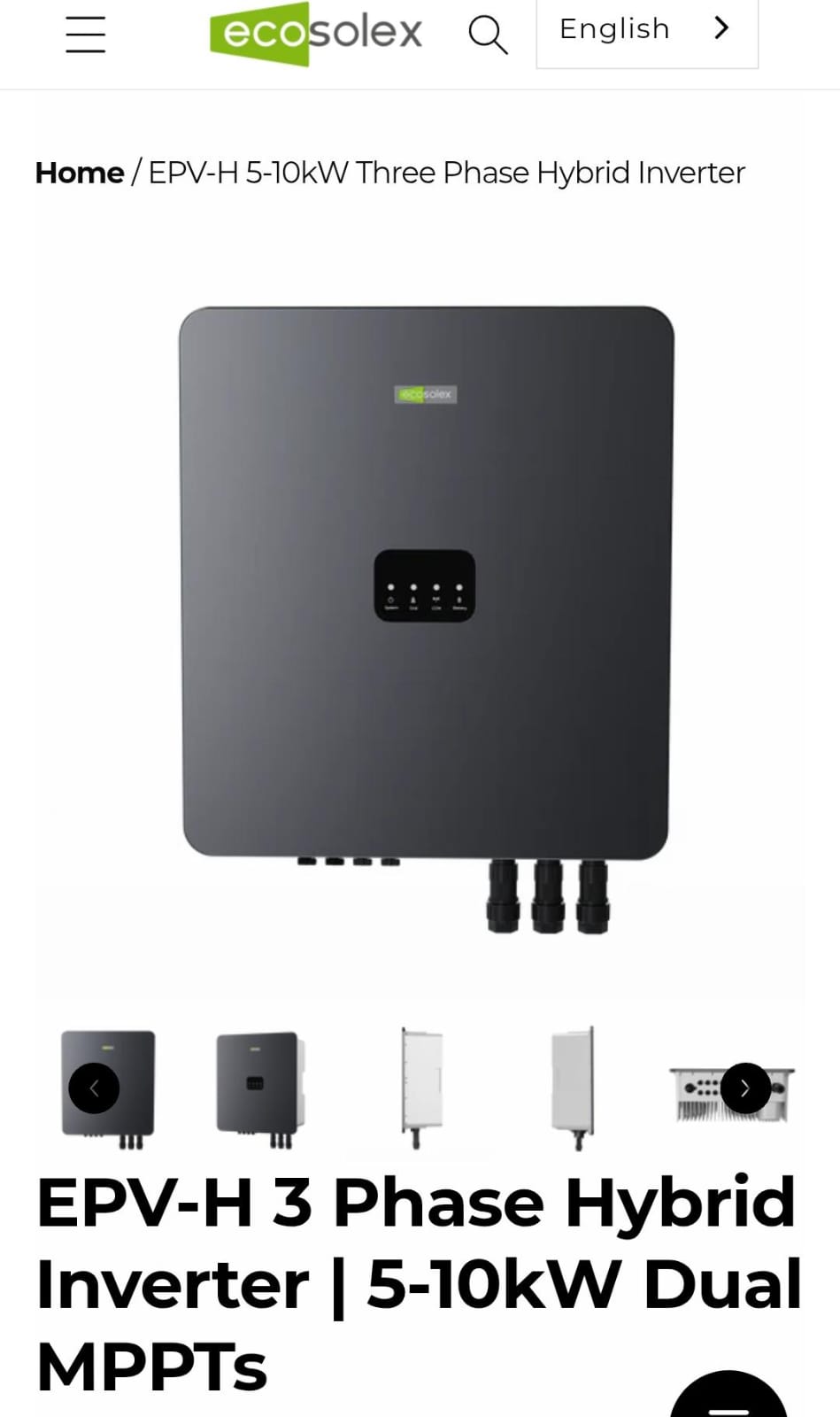 EPV-H 3 Phase Hybrid Inverter | 5-10kW Dual MPPTs